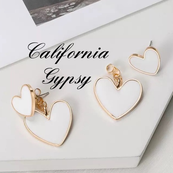 Gold Heart Earrings - Picture 4 of 7